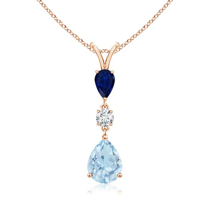 Pear-Shaped Aquamarine & Sapphire Drop Pendant