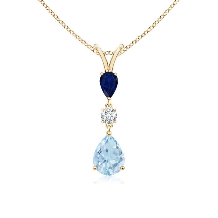 Pear-Shaped Aquamarine & Sapphire Drop Pendant