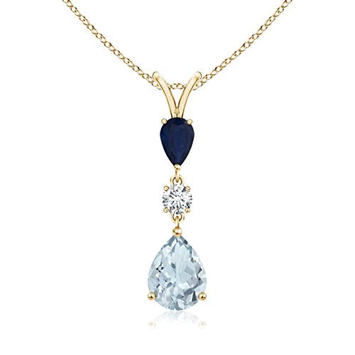Pear-Shaped Aquamarine & Sapphire Drop Pendant