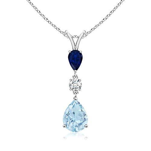 Pear-Shaped Aquamarine & Sapphire Drop Pendant