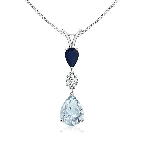 Pear-Shaped Aquamarine & Sapphire Drop Pendant