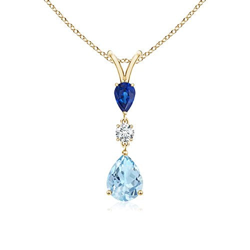Pear-Shaped Aquamarine & Sapphire Drop Pendant