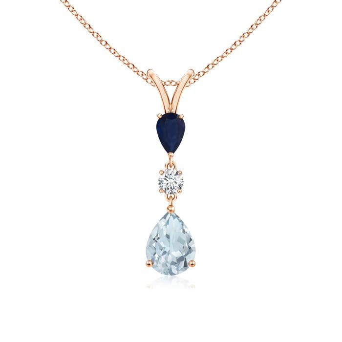Pear-Shaped Aquamarine & Sapphire Drop Pendant