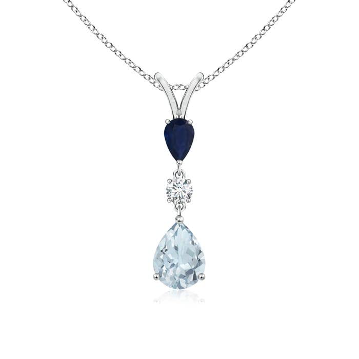 Pear-Shaped Aquamarine & Sapphire Drop Pendant