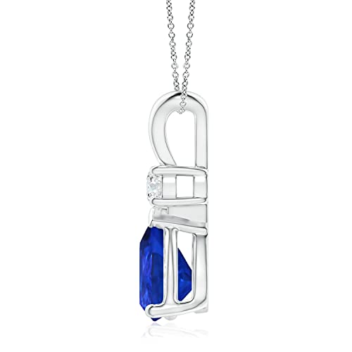 Angara Natural Tanzanite Teardrop Necklace With Diamond for Women