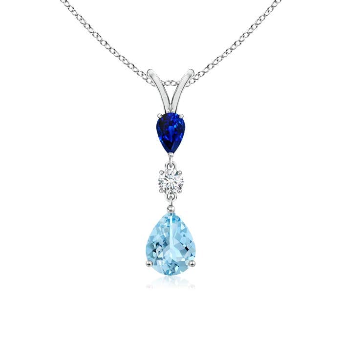Pear-Shaped Aquamarine & Sapphire Drop Pendant