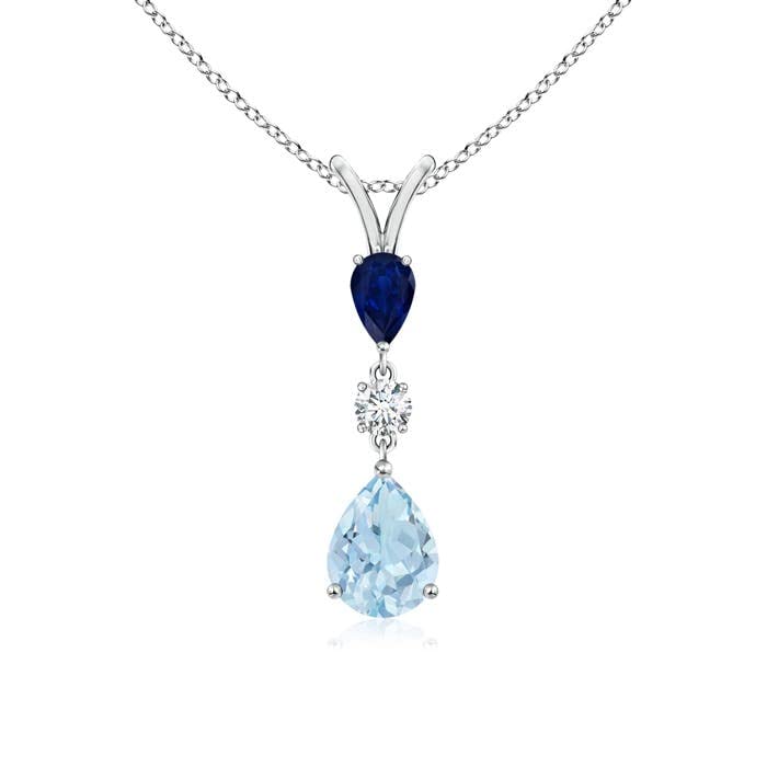 Pear-Shaped Aquamarine & Sapphire Drop Pendant