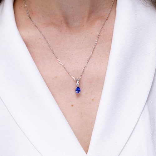 Angara Natural Tanzanite Teardrop Necklace With Diamond for Women