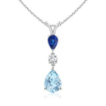 Pear-Shaped Aquamarine & Sapphire Drop Pendant