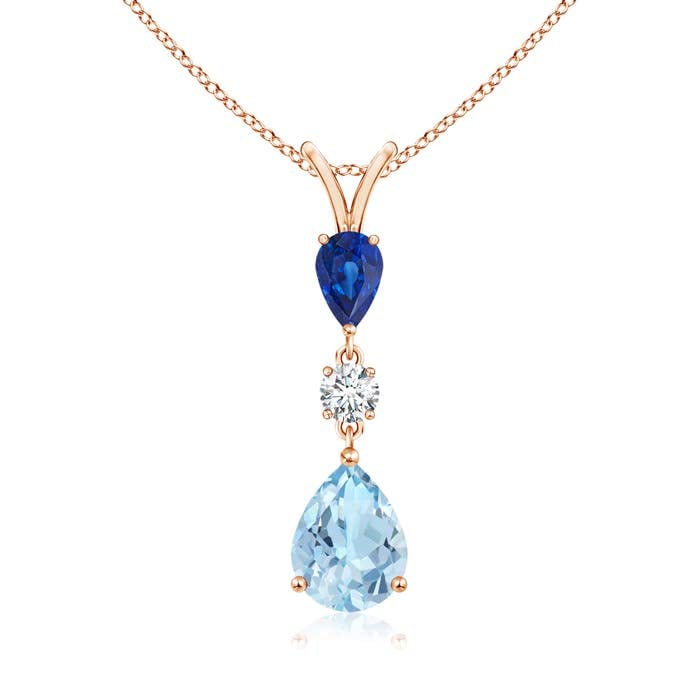 Pear-Shaped Aquamarine & Sapphire Drop Pendant
