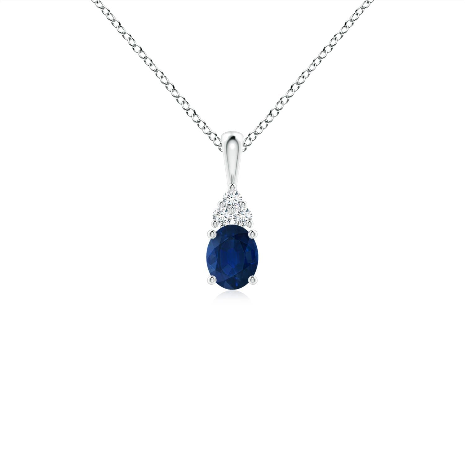 Oval Blue Sapphire Solitaire Pendant Necklace
