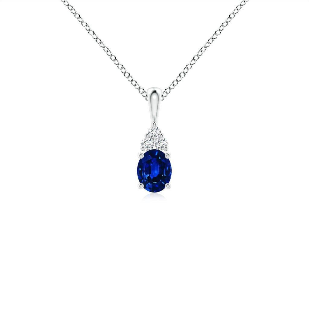Oval Blue Sapphire Solitaire Pendant Necklace