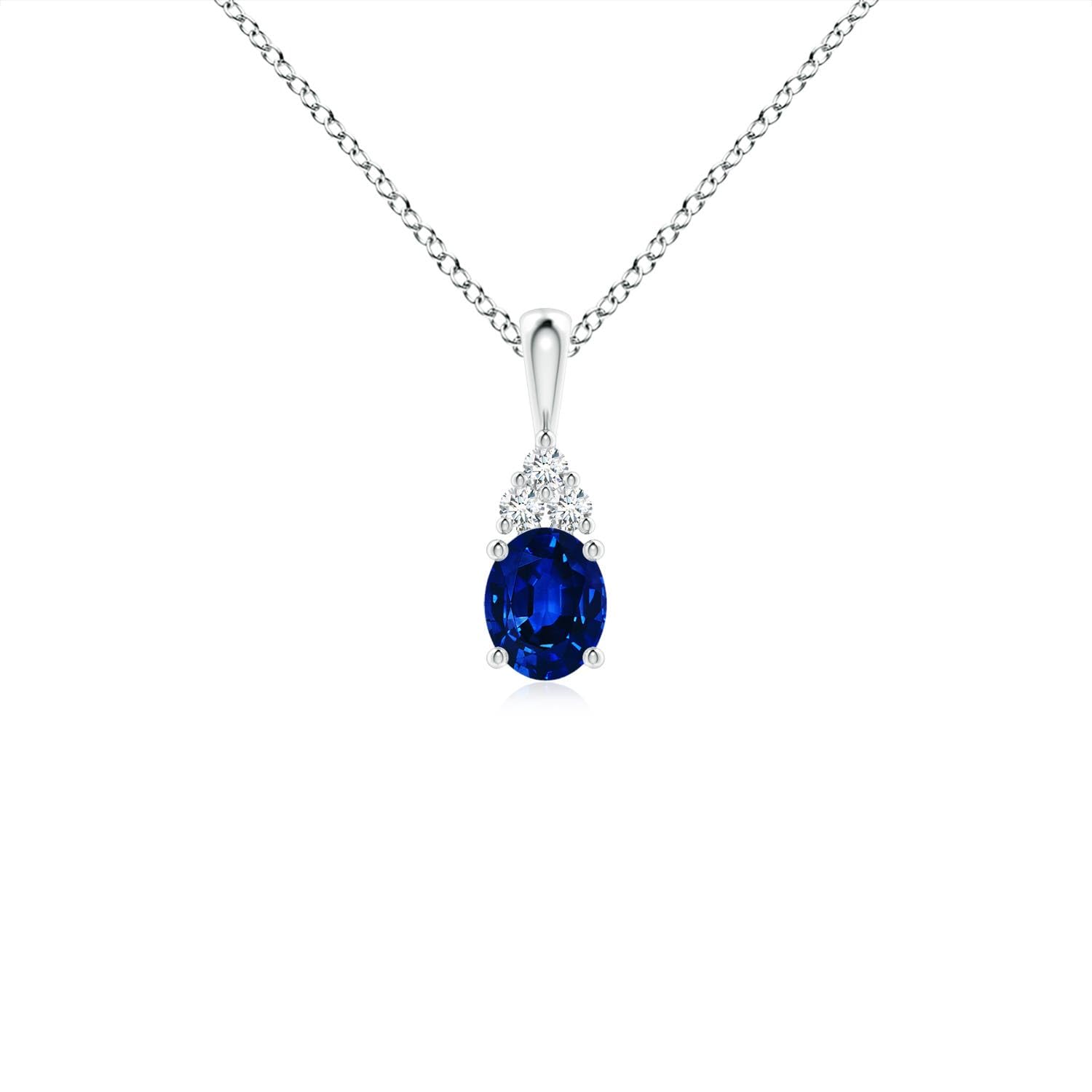 Oval Blue Sapphire Solitaire Pendant Necklace