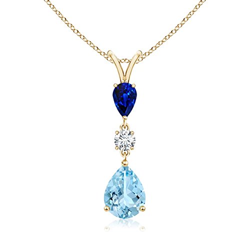 Pear-Shaped Aquamarine & Sapphire Drop Pendant