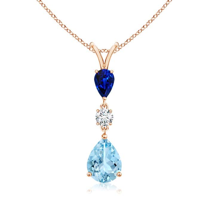 Pear-Shaped Aquamarine & Sapphire Drop Pendant