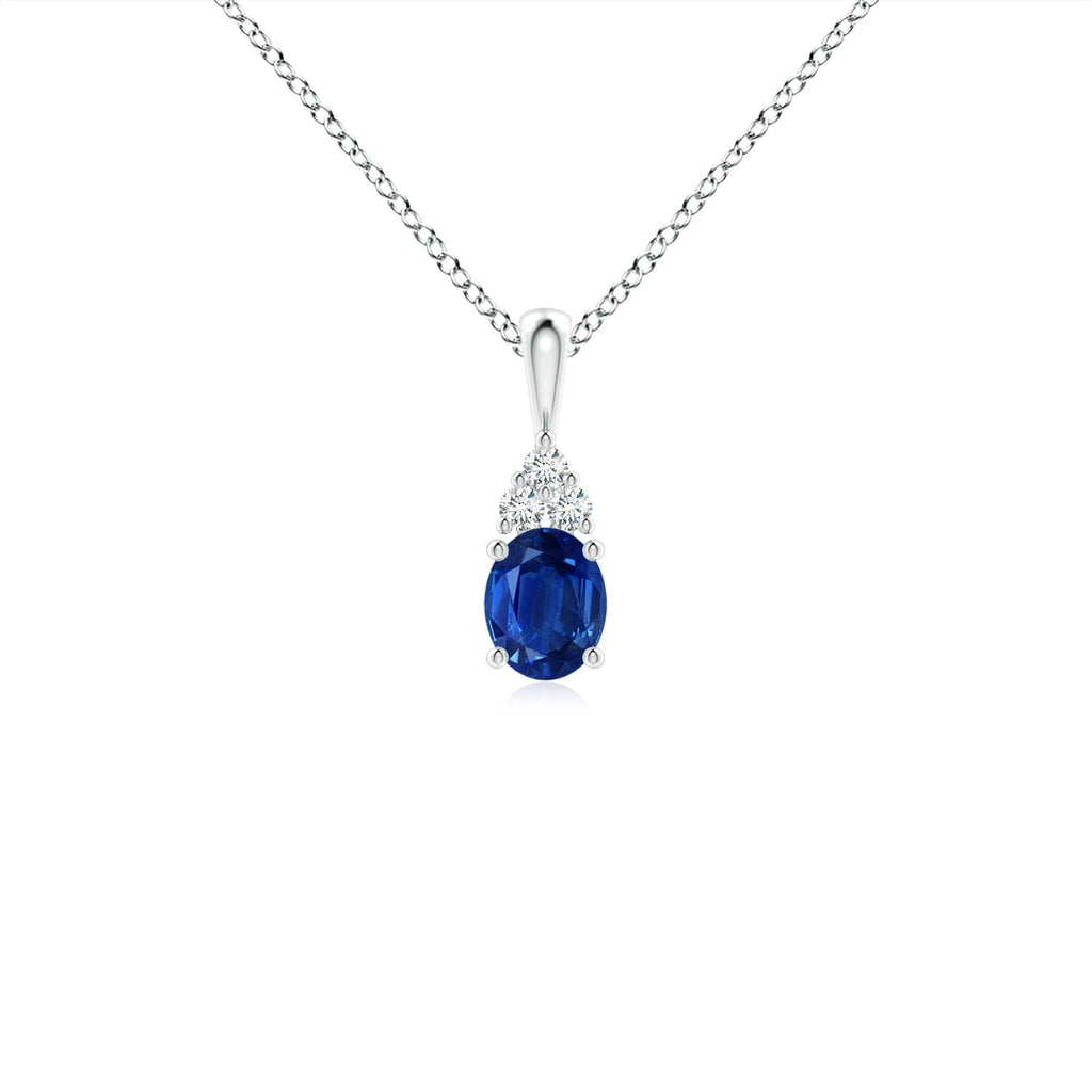 Oval Blue Sapphire Solitaire Pendant Necklace