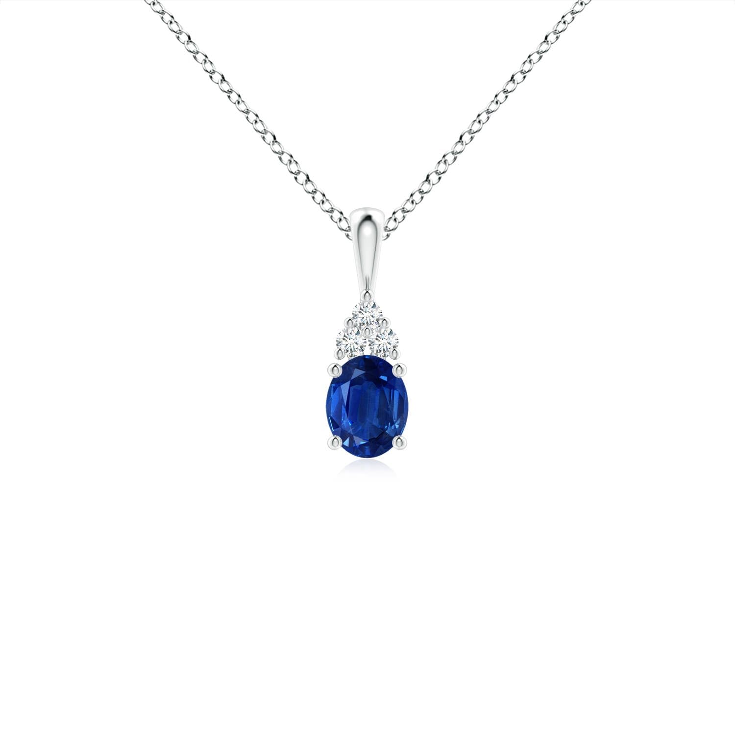 Oval Blue Sapphire Solitaire Pendant Necklace