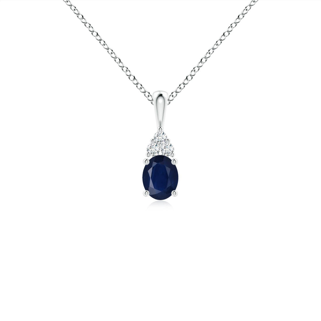 Oval Blue Sapphire Solitaire Pendant Necklace