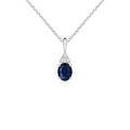 Oval Blue Sapphire Solitaire Pendant Necklace