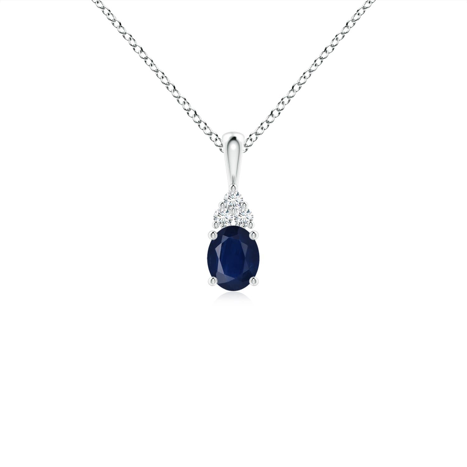 Oval Blue Sapphire Solitaire Pendant Necklace