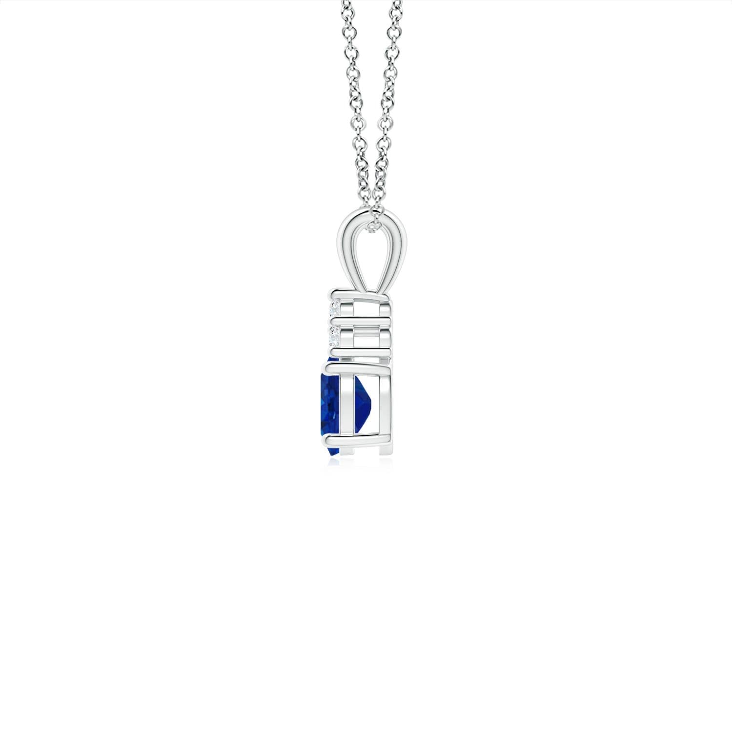 Oval Blue Sapphire Solitaire Pendant Necklace