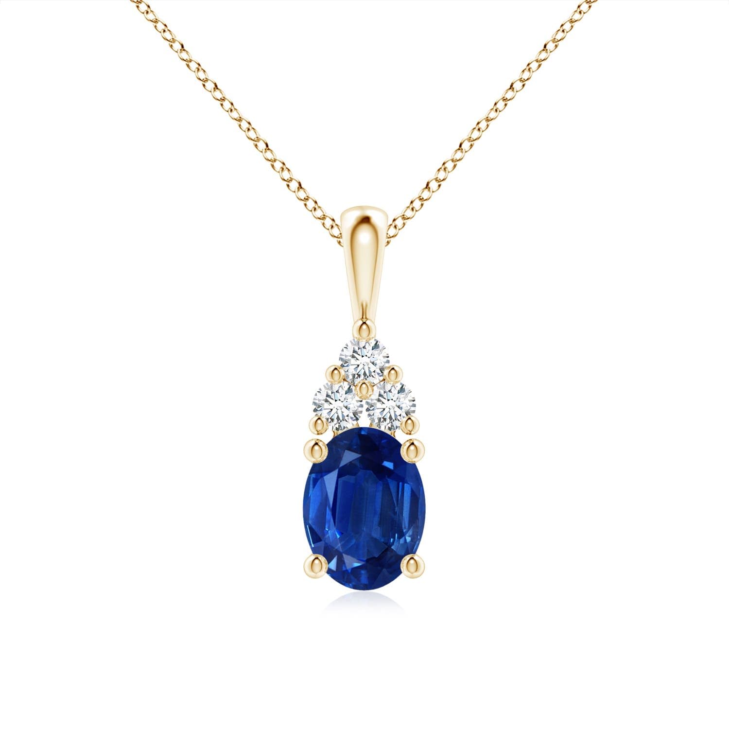 Oval Blue Sapphire Solitaire Pendant Necklace