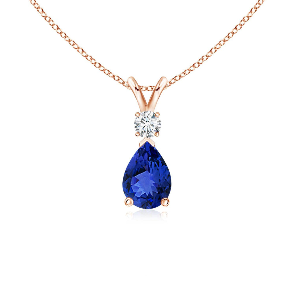 Angara Natural Tanzanite Teardrop Necklace With Diamond for Women