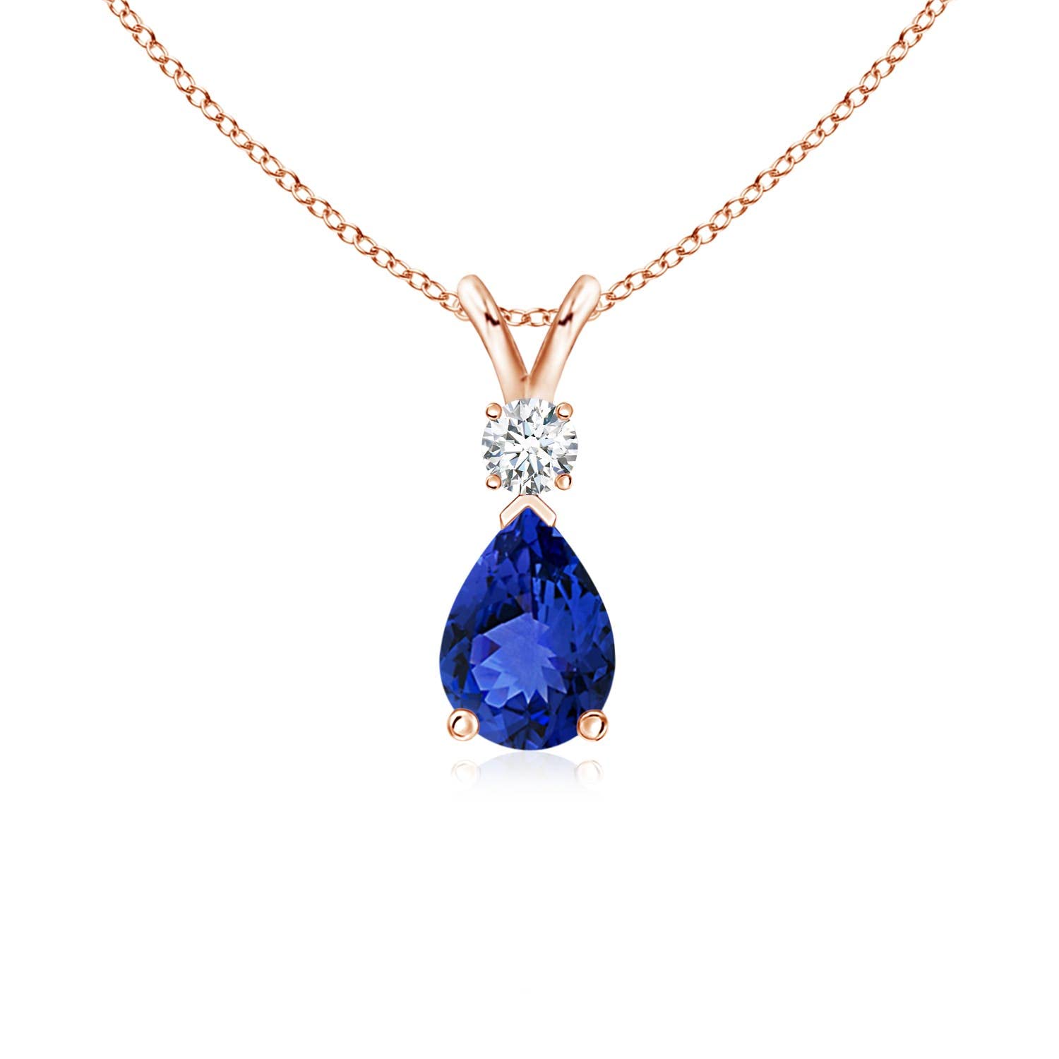 Angara Natural Tanzanite Teardrop Necklace With Diamond for Women