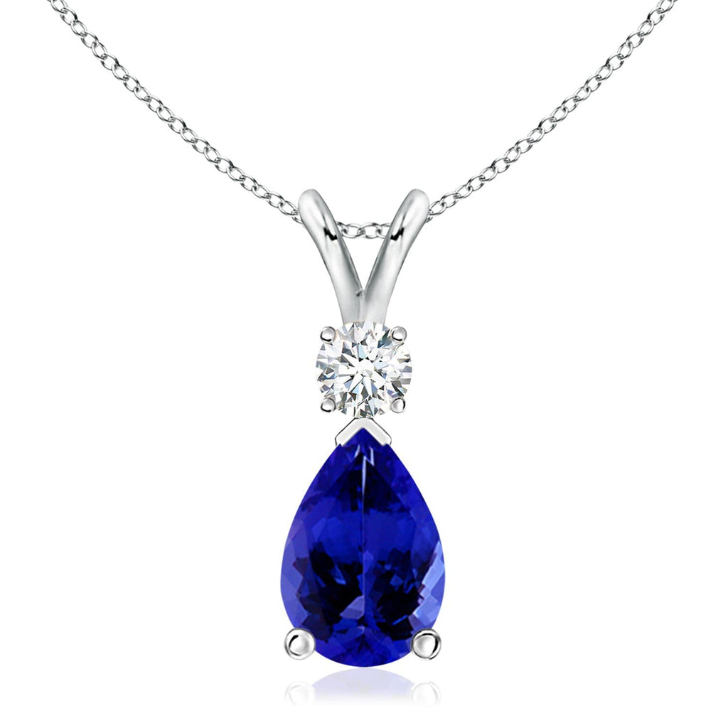 Angara Natural Tanzanite Teardrop Necklace With Diamond for Women