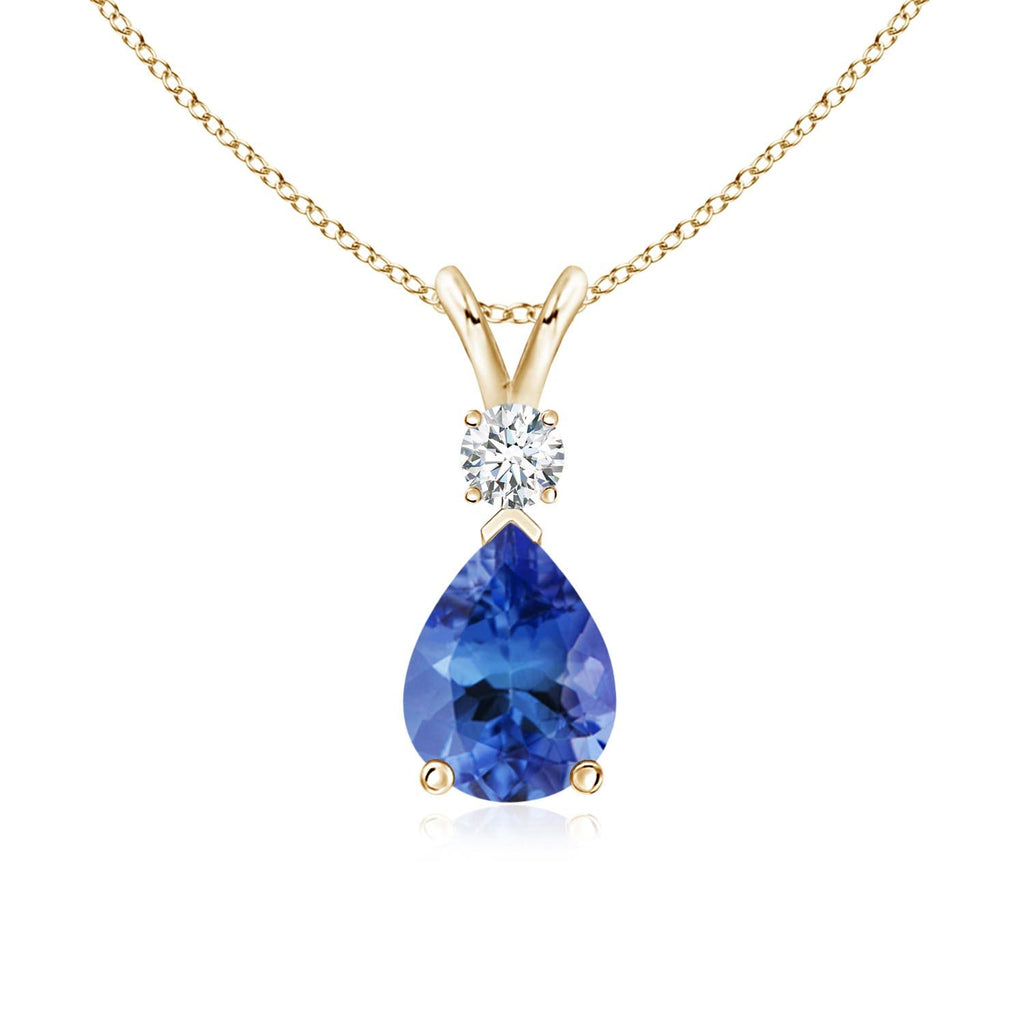 Angara Natural Tanzanite Teardrop Necklace With Diamond for Women