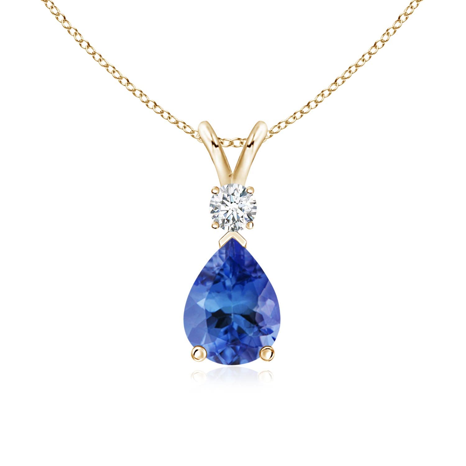 Angara Natural Tanzanite Teardrop Necklace With Diamond for Women