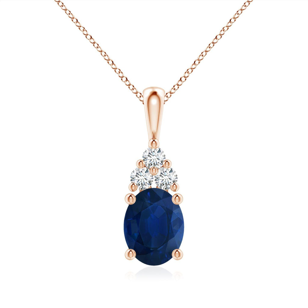 Oval Blue Sapphire Solitaire Pendant Necklace