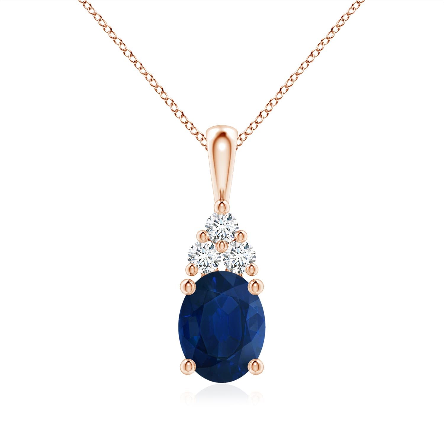 Oval Blue Sapphire Solitaire Pendant Necklace