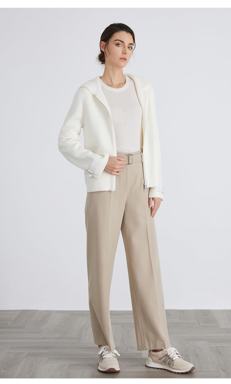 Merino Wool Fleece-Lined Zip-Up Hooded Coat