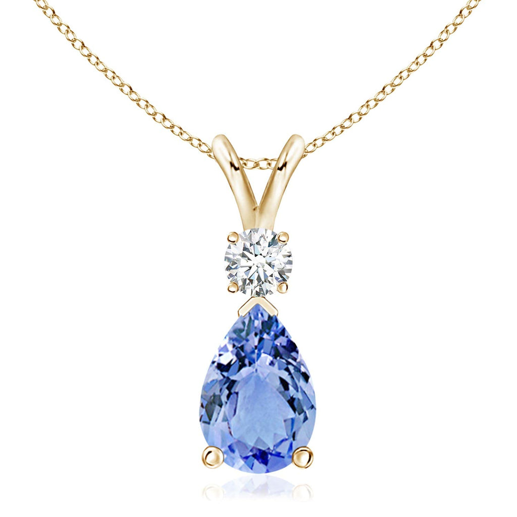 Angara Natural Tanzanite Teardrop Necklace With Diamond for Women