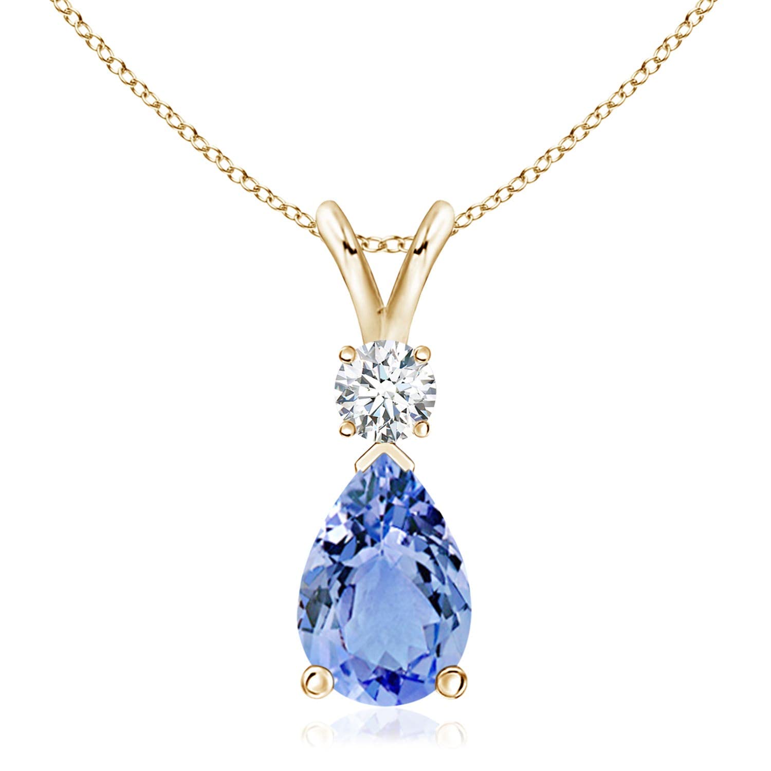 Angara Natural Tanzanite Teardrop Necklace With Diamond for Women