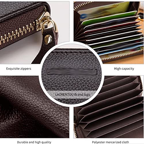 Cow Leather Zip Card Holder Wallet
