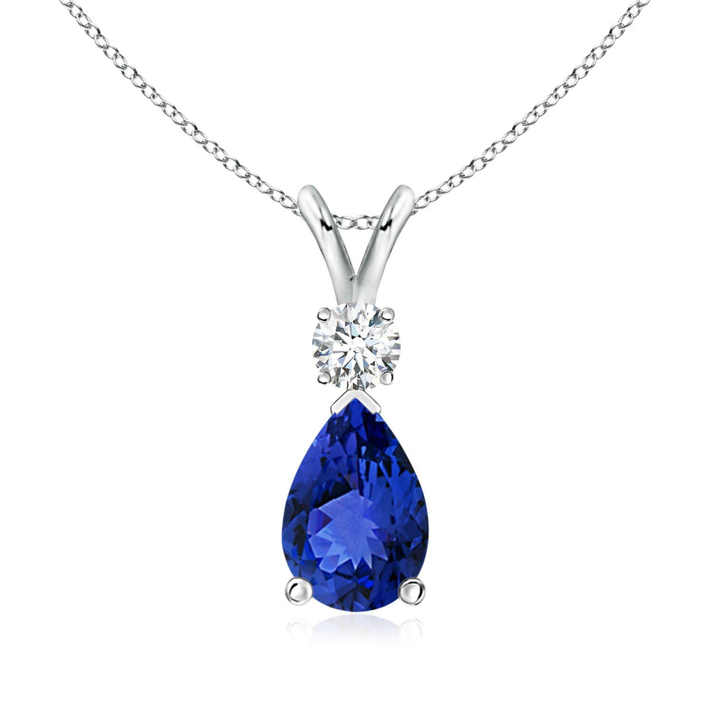 Angara Natural Tanzanite Teardrop Necklace With Diamond for Women