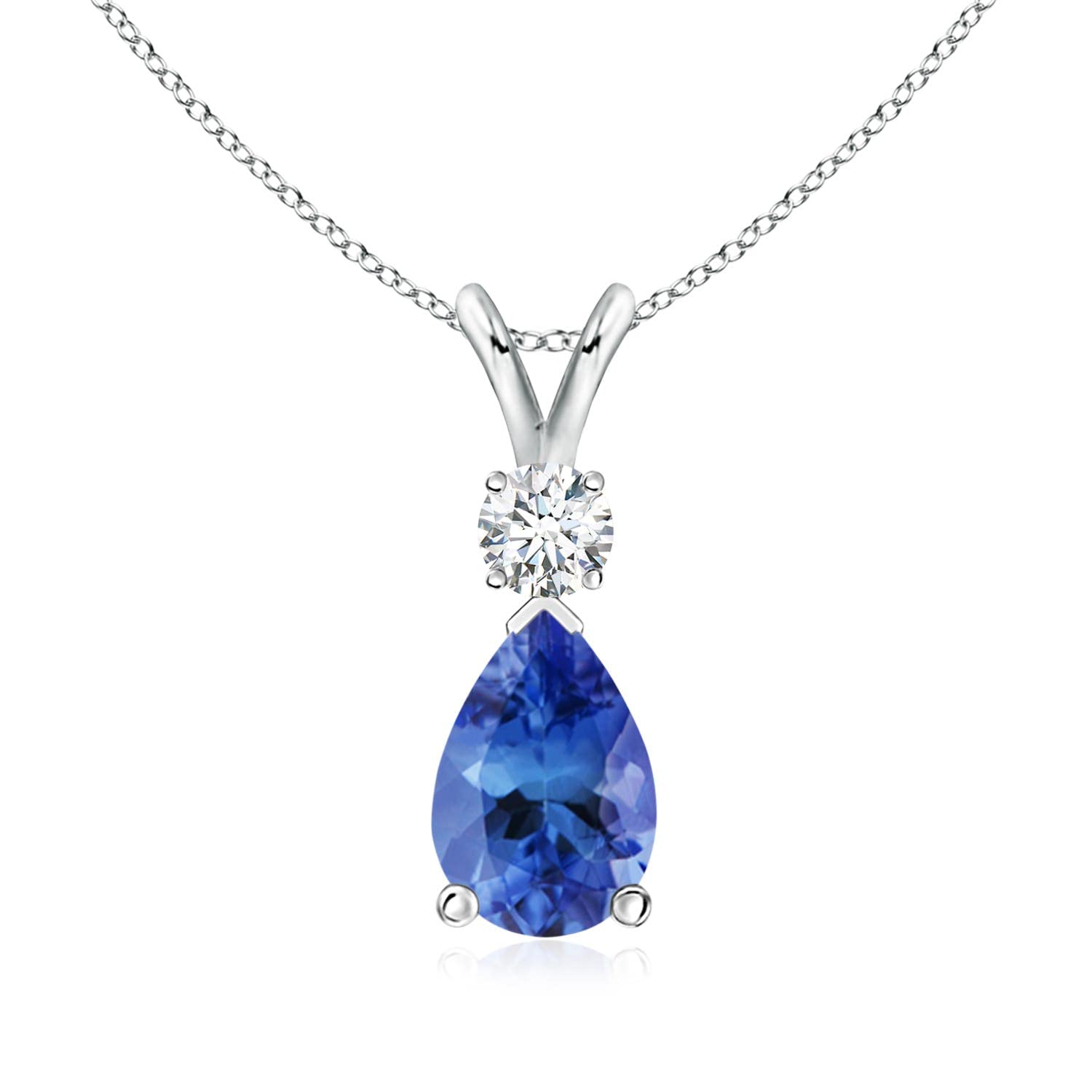 Angara Natural Tanzanite Teardrop Necklace With Diamond for Women