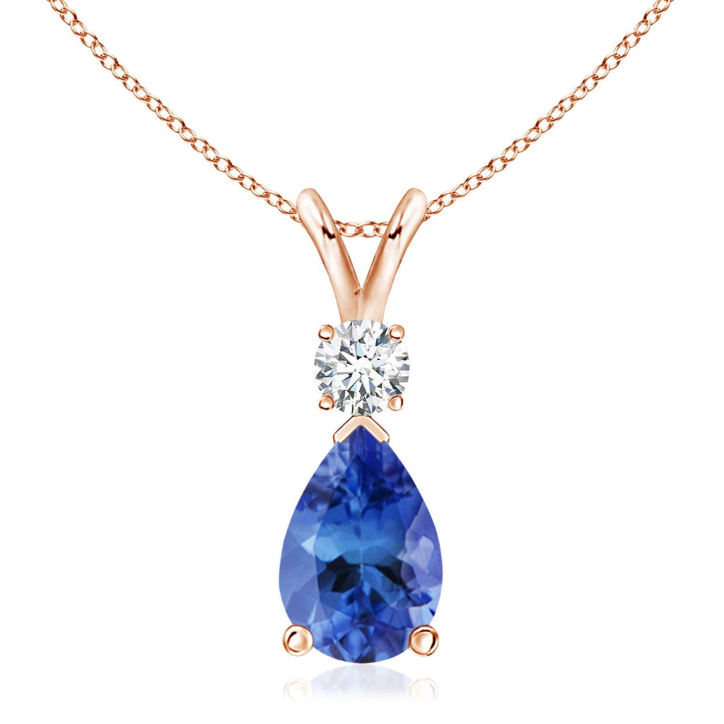 Angara Natural Tanzanite Teardrop Necklace With Diamond for Women