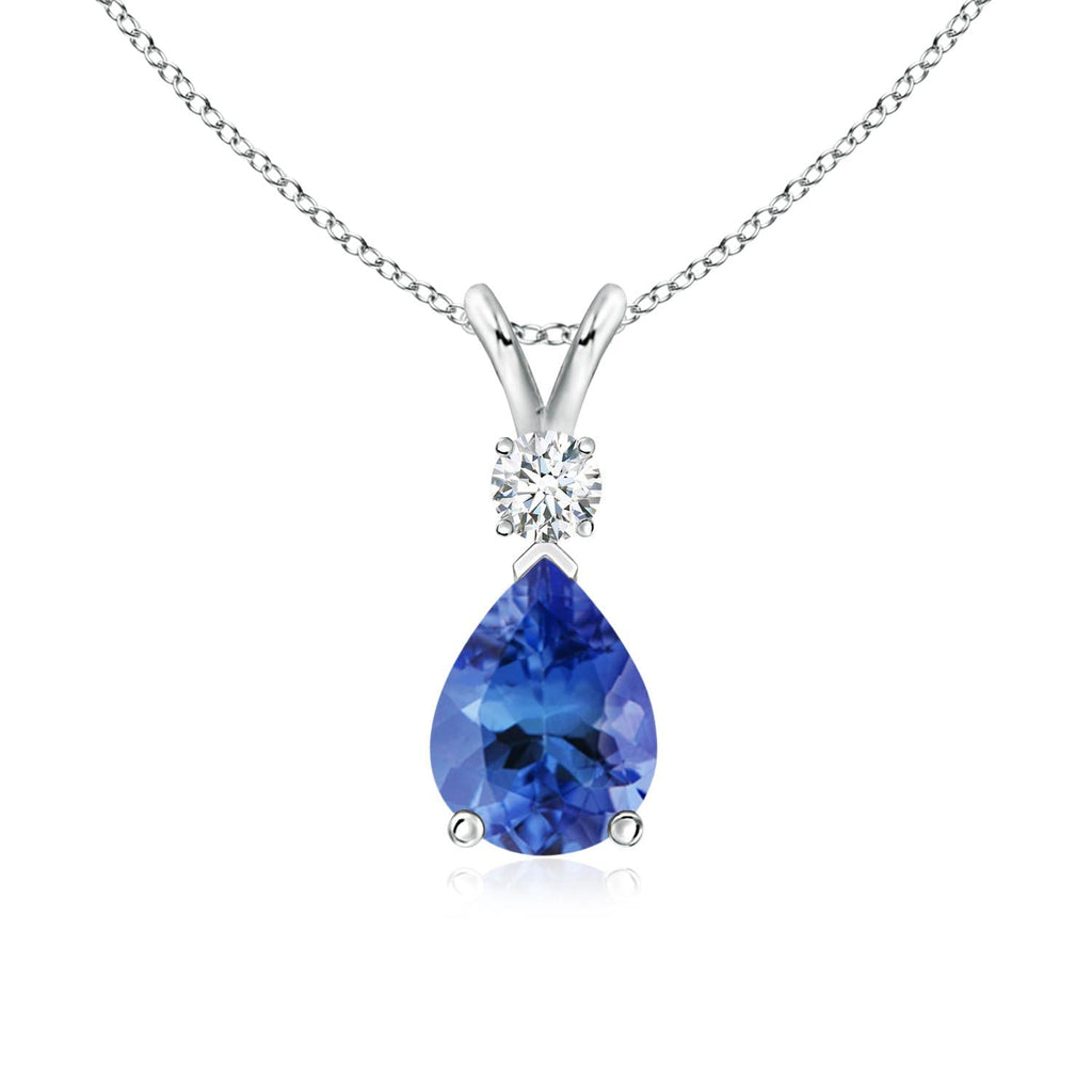 Angara Natural Tanzanite Teardrop Necklace With Diamond for Women
