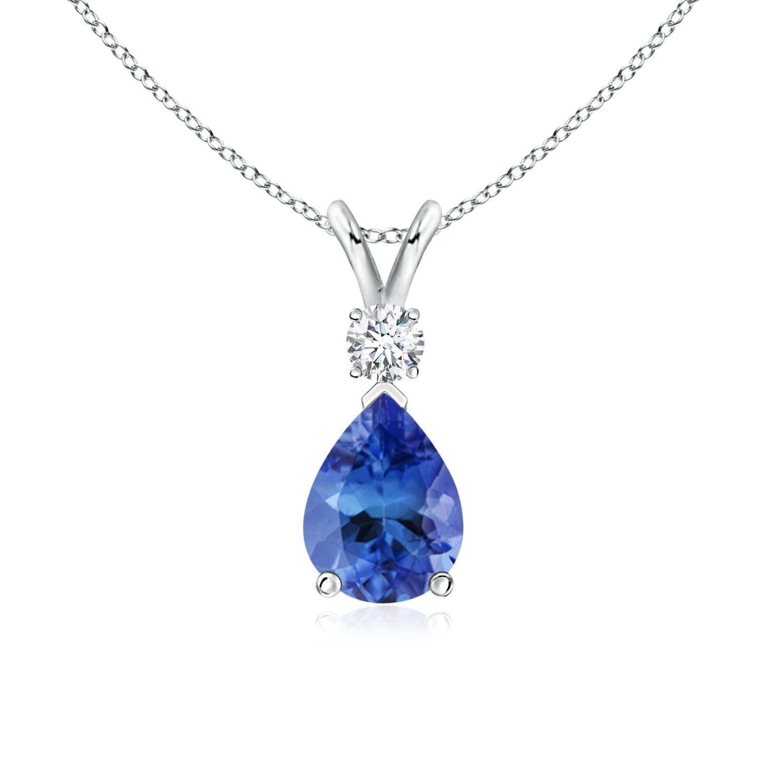 Angara Natural Tanzanite Teardrop Necklace With Diamond for Women