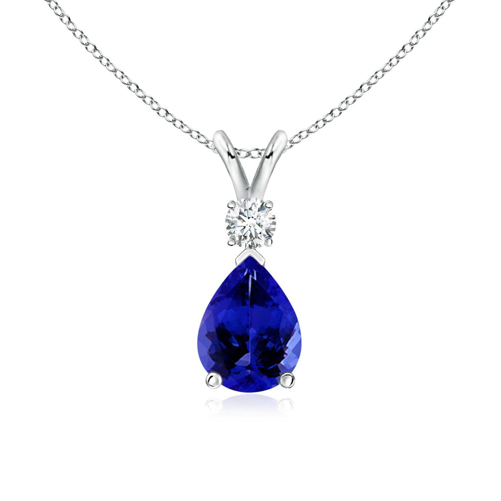 Angara Natural Tanzanite Teardrop Necklace With Diamond for Women