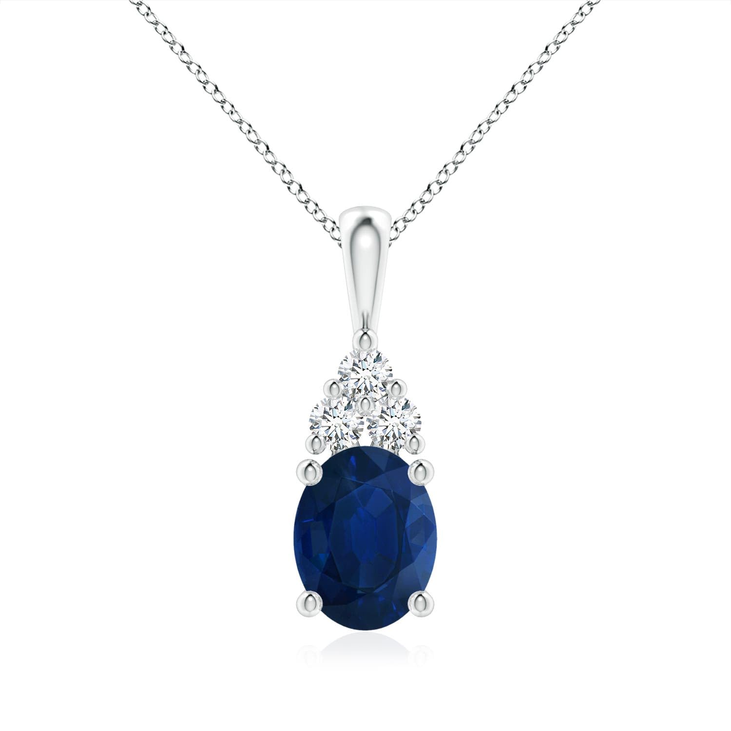 Oval Blue Sapphire Solitaire Pendant Necklace
