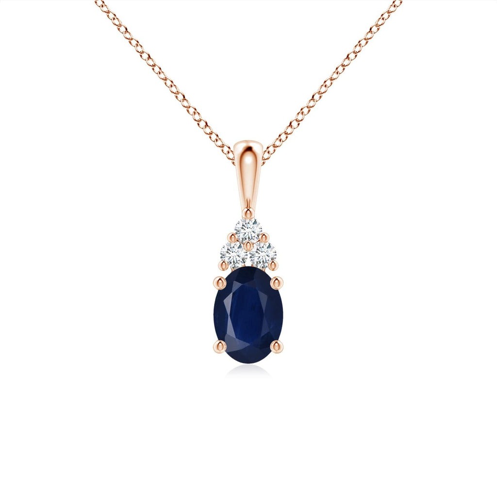Oval Blue Sapphire Solitaire Pendant Necklace