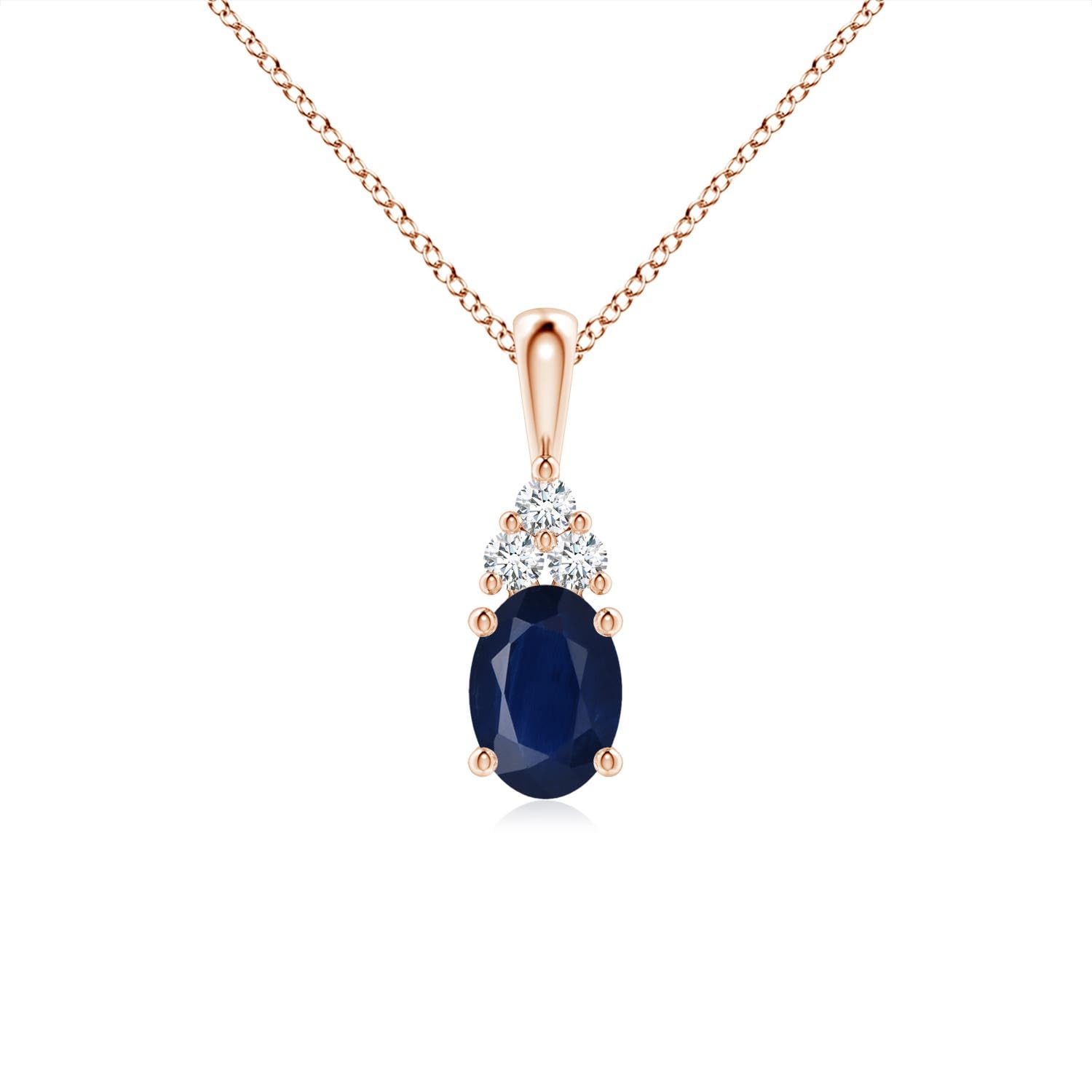 Oval Blue Sapphire Solitaire Pendant Necklace