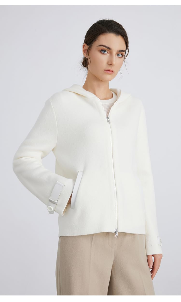 Merino Wool Fleece-Lined Zip-Up Hooded Coat