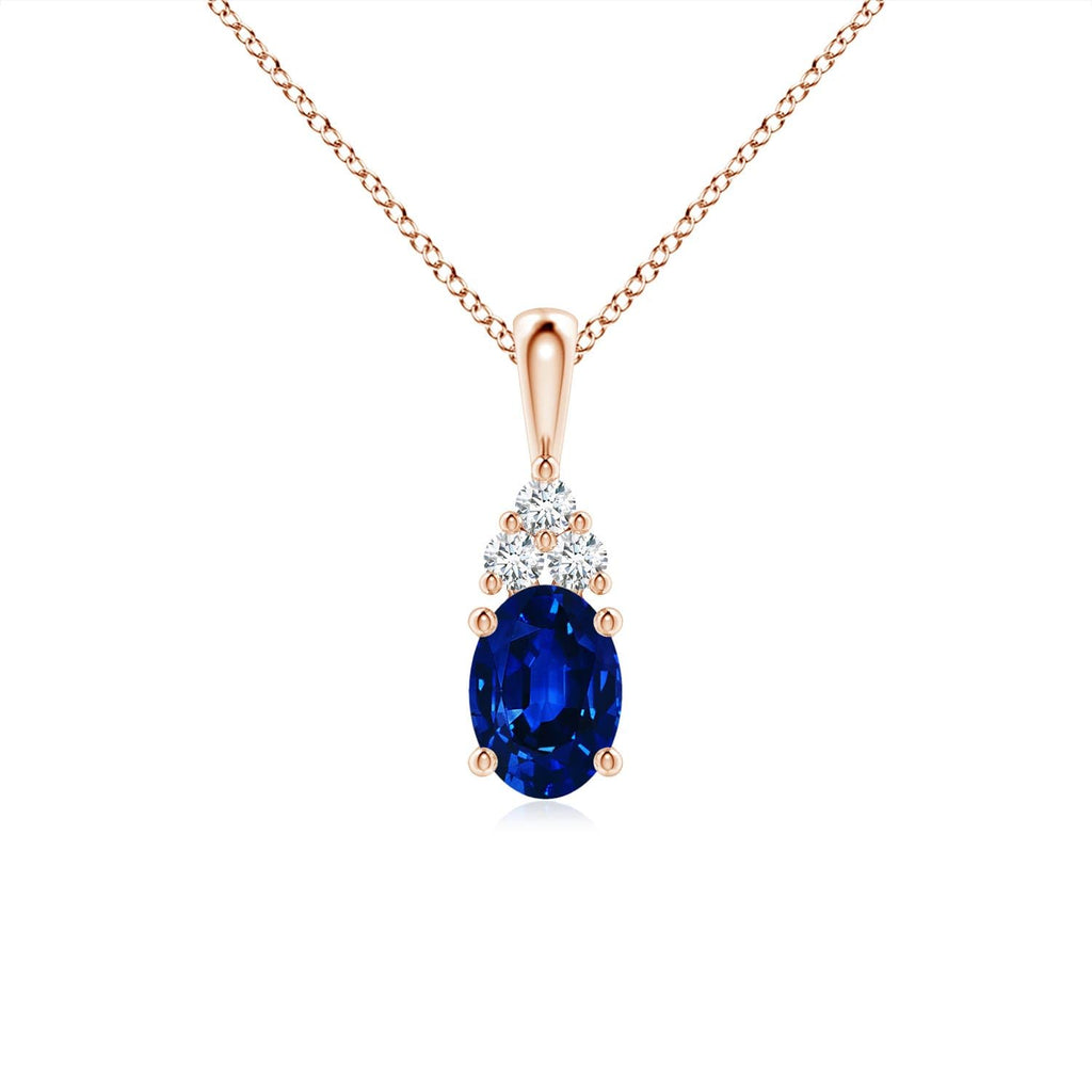 Oval Blue Sapphire Solitaire Pendant Necklace