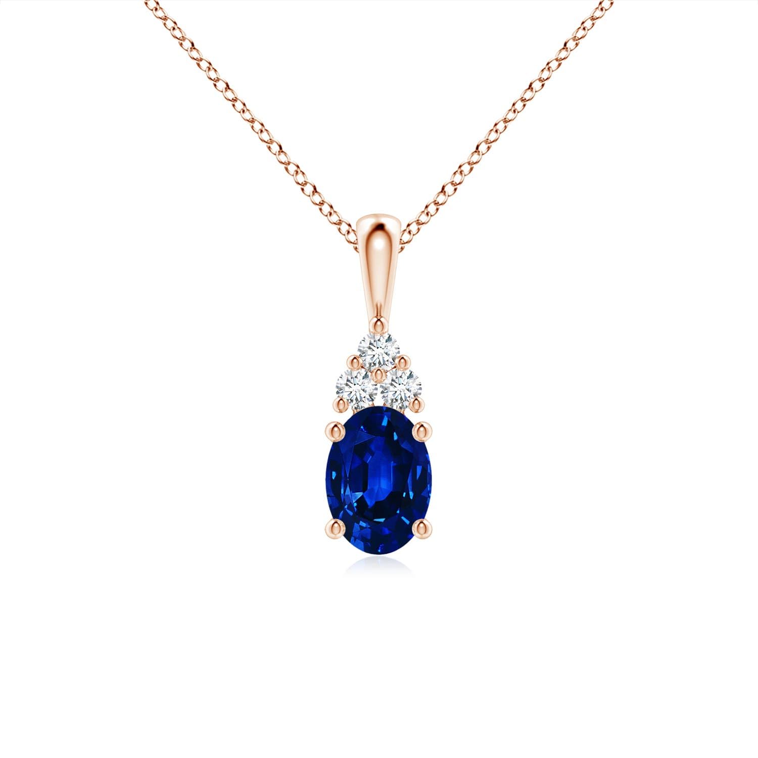 Oval Blue Sapphire Solitaire Pendant Necklace