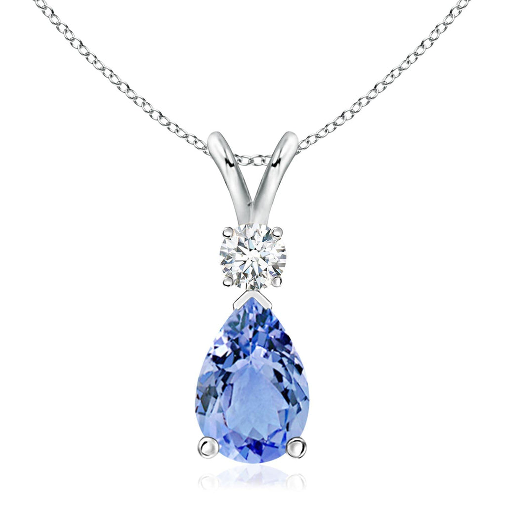 Angara Natural Tanzanite Teardrop Necklace With Diamond for Women